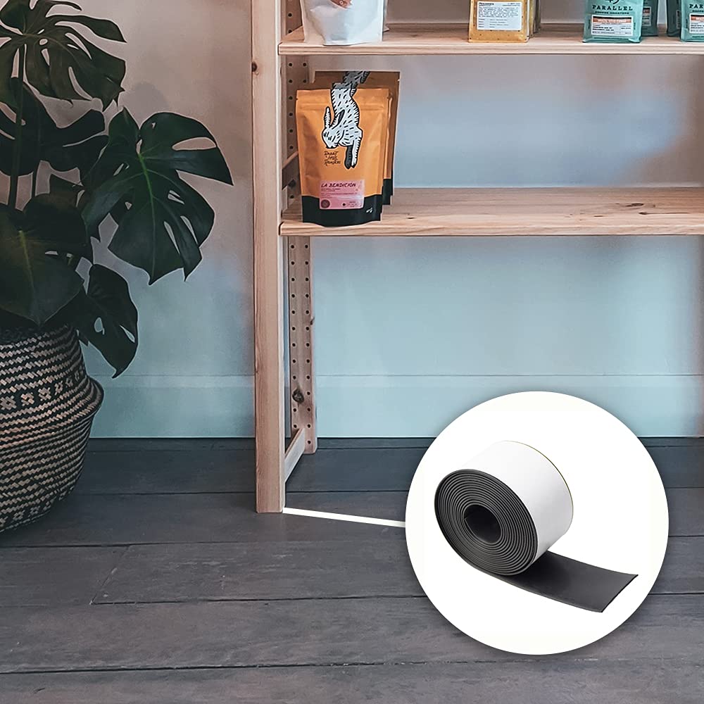 DOBTIM Adhesive Neoprene Solid Rubber Strips 1/8 (.125)" Thick X 4" Wide X 5' Long, Self Stick Sheet Non-Slip Insulation Pads Black Padding Strip Roll