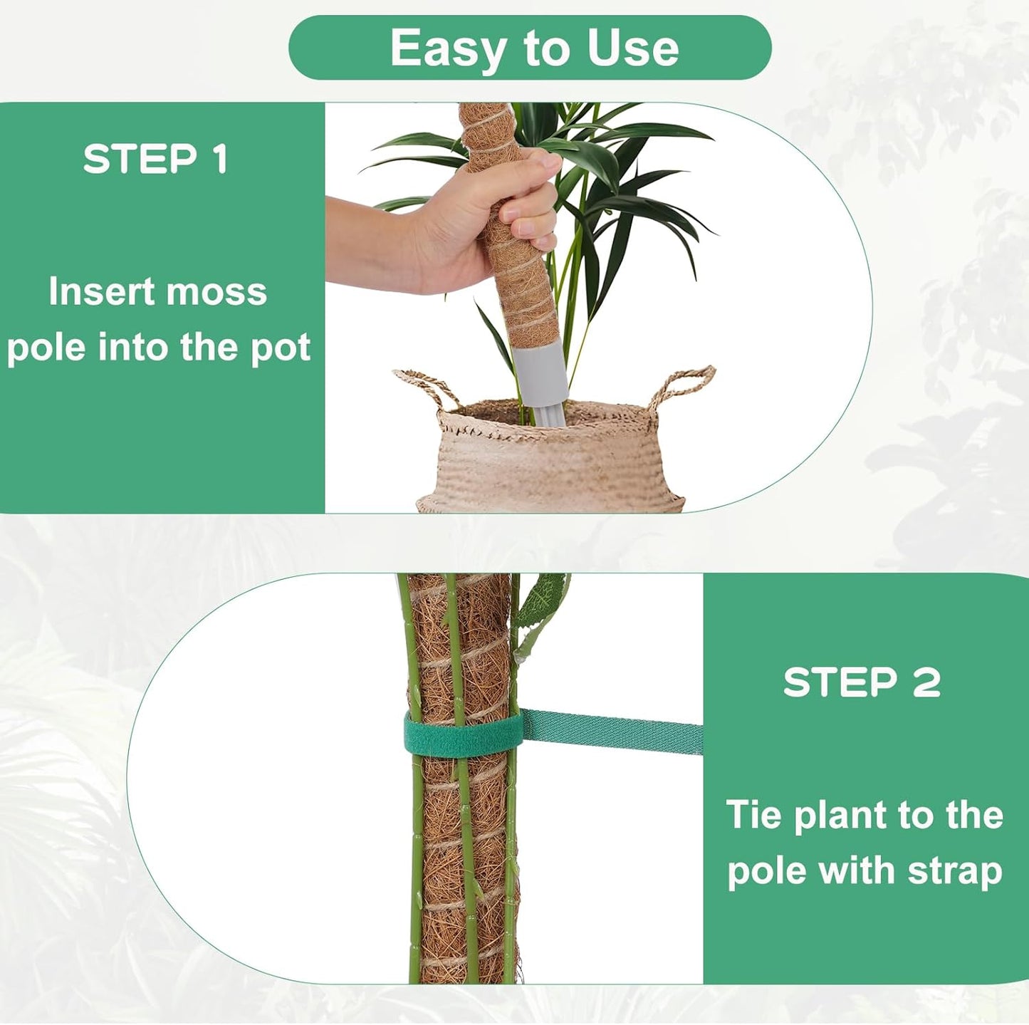 1 Pack Moss Pole, 40 Inch Monstera Plant Support, Moss Poles for Climbing Plants Indoor DIY, Coco Coir Plant Pole Moss Plant Stick Support Stake Kit for Potted Plants, Pothos, Philodendron