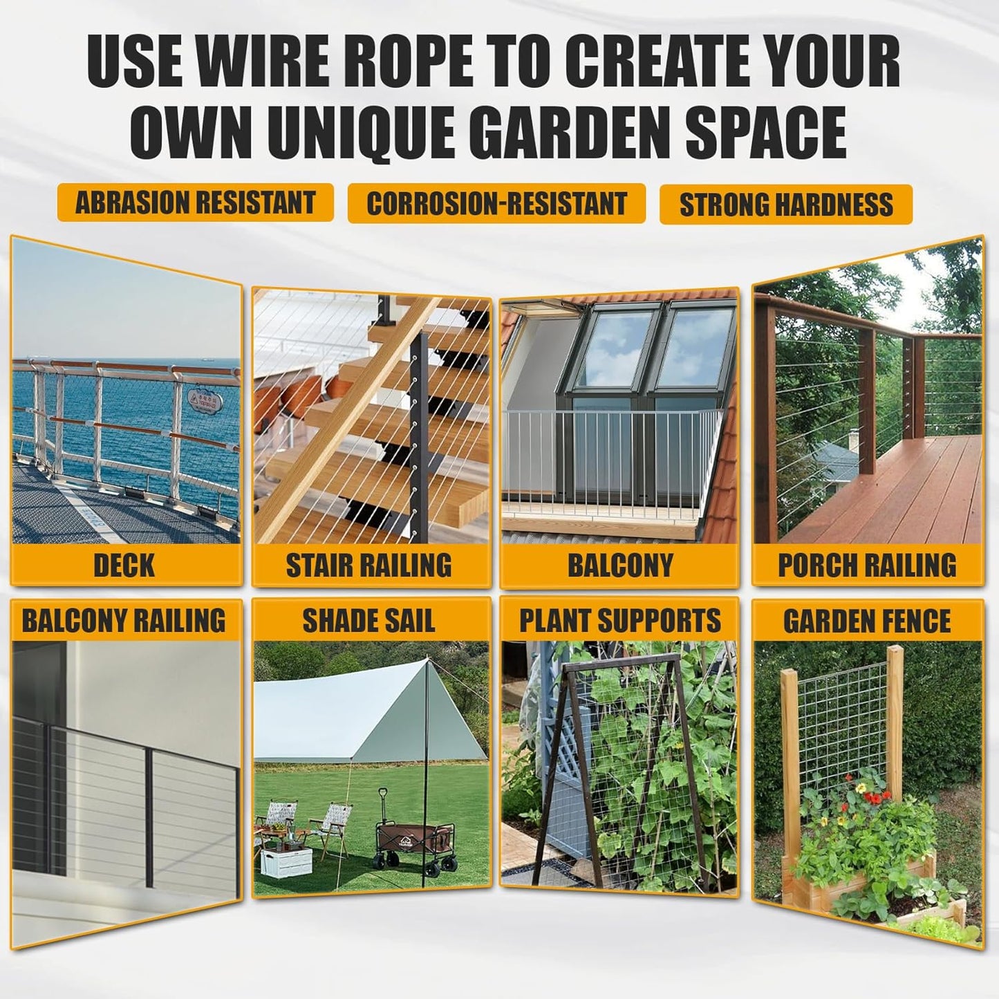 600FT 1/8" Stainless Steel Cable Wire Rope with Cutter, Cable for Deck Railing, 1800 lb Breaking Strength 7x7 Strands, T316 Aircraft Cable for Stair, Fence, Porch