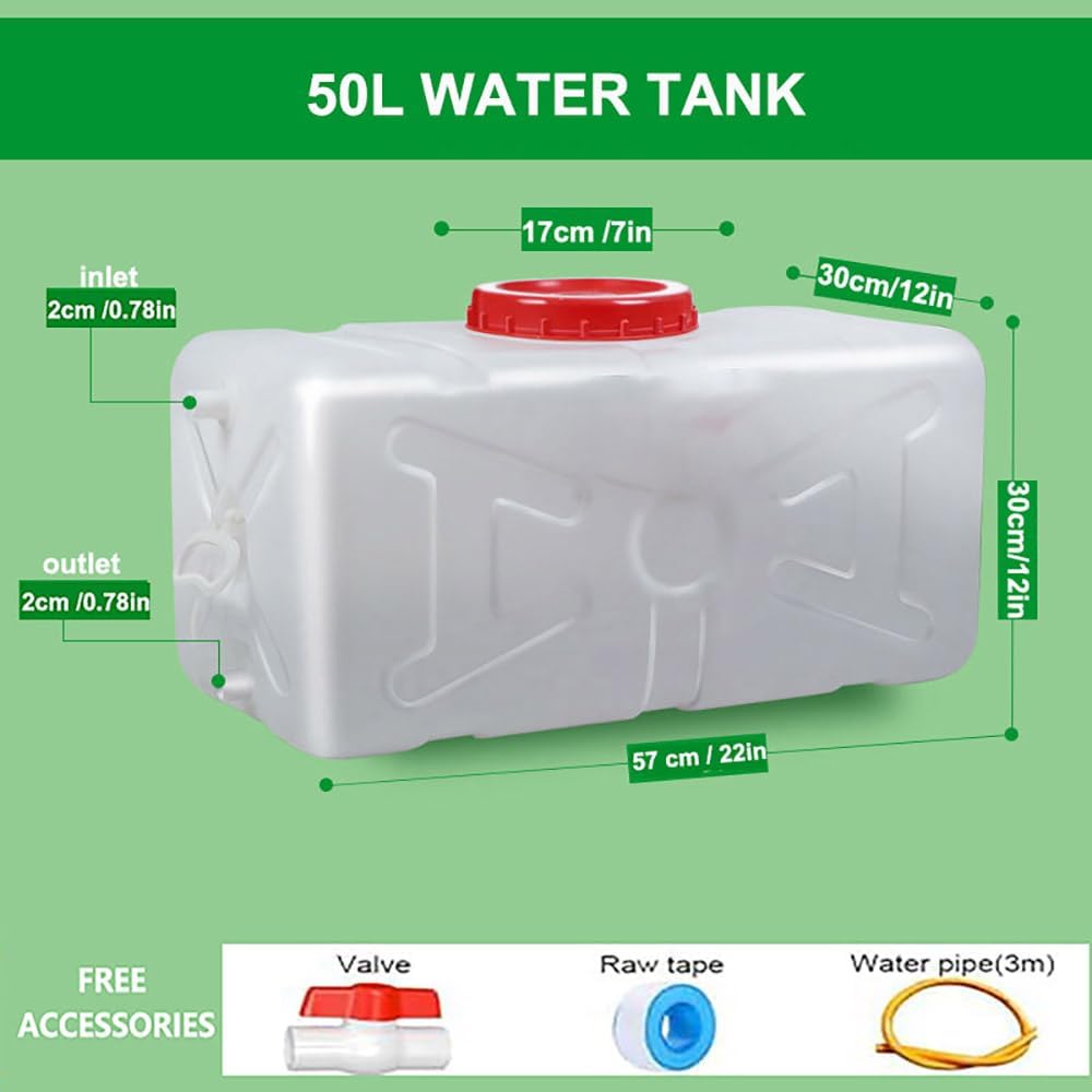 Plastic Portable Water Tank with Spigot for Camping Large Capacity Water Storage Tank Water Container for Emergency Storage Household Outdoor Camping RV Self-Driving(Size:50L/13.2gallon)