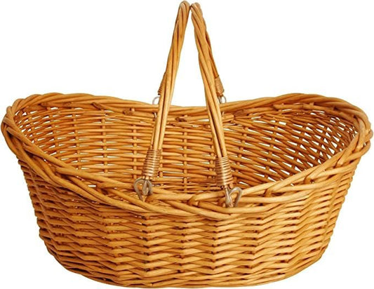 Wald Imports - Small Dark Brown Hand Woven Wicker Basket for Storage with Handles - Woven Basket - Wicker Baskets for Picnics, Easter, Organizing, and More (14 x 5.5 inches)