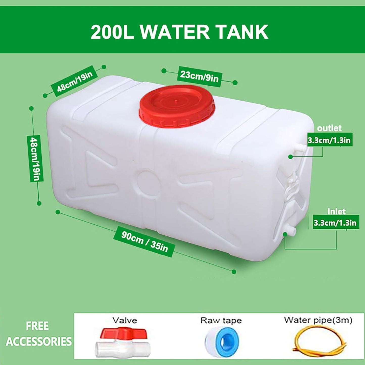 Large Capacity Water Tank with Spigot for Camping Plastic Water Storage Tank Water Container for Emergency Storage Household Outdoor Camping RV Self-Driving Tour(Size:200L/50gallon)