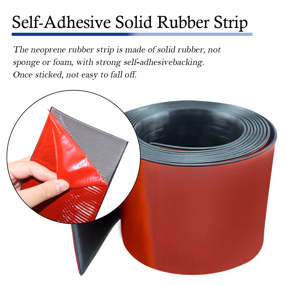 Neoprene Rubber Strips Self Adhesive Solid Rubber Sheets, Rolls & Strips for DIY Gaskets Crafts Pads Seals Warehouse Flooring Neoprene Sheet with Adhesive Backing (4" Wide x 1/5" Thick x 40' Long)
