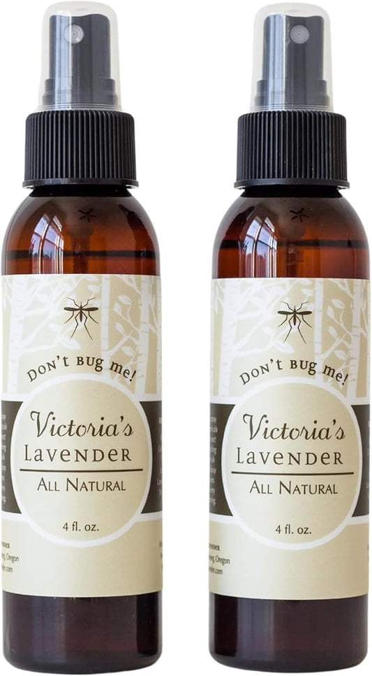 Victoria's Lavender Organic Don’t Bug Me Insect Spray DEET-Free with Lavender Essential Oils & Aloe Vera, Plant-Based Bug Spray for Sensitive Skin, Made in The USA - Outdoor, Hiking, Travel (Two 4oz)
