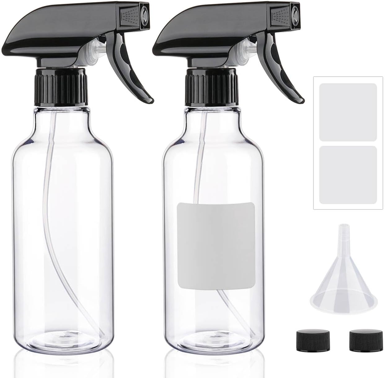 Spray Bottles 12oz Plastic Empty Spray Bottle for Hair Mist/Stream Spraying Heavy Duty Square Water Spray Bottles for Cleaning Solutions, Plants, Essential Oils 2 Pack (12oz)