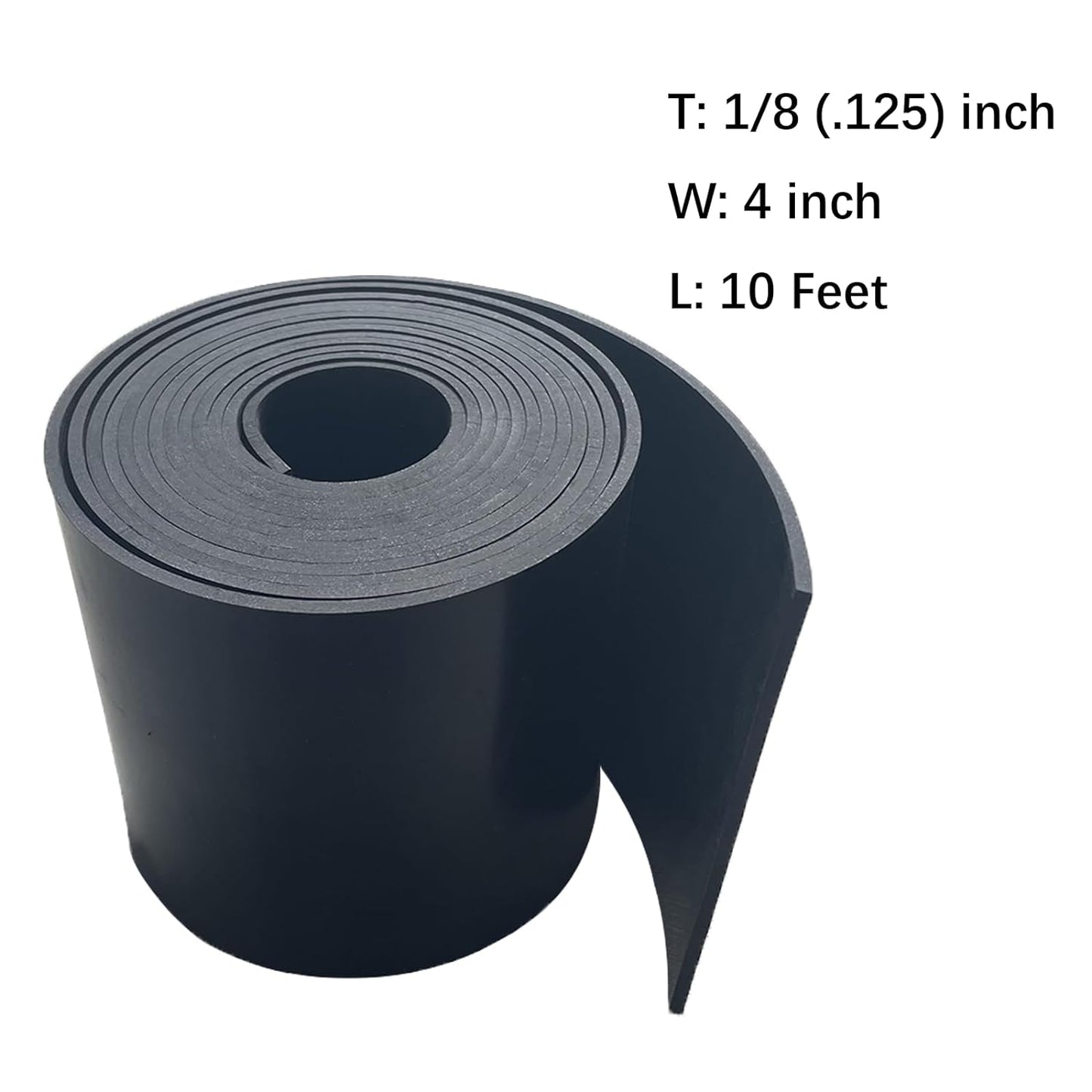 Solid Rubber Strips 1/8 (.125)" Thick X 4" Wide X 10'Long, Solid Rubber Sheet for Anti-Slip Pads, Flooring, Seals, Crafts, Anti-Vibration, Gaskets DIY