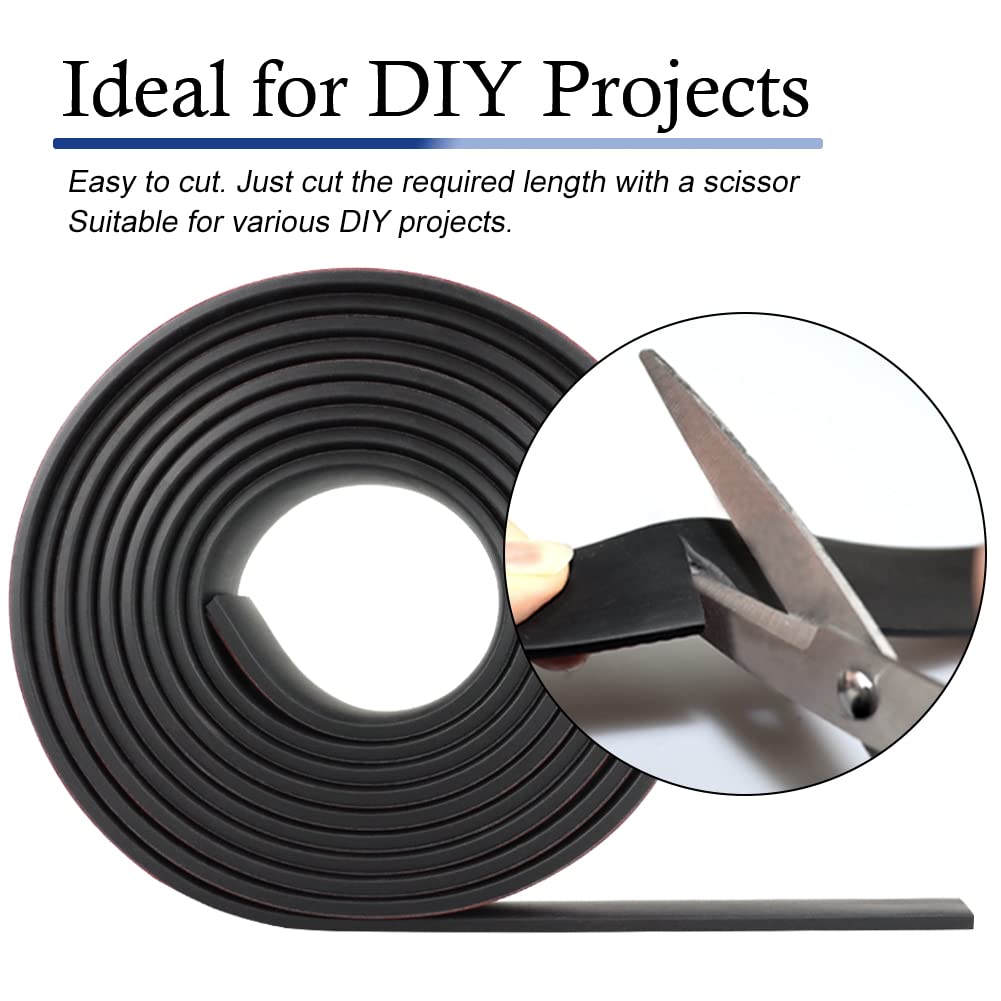 Neoprene Rubber Strips Self Adhesive Solid Rubber Sheets, Rolls & Strips for DIY Gaskets Crafts Pads Seals Warehouse Flooring Neoprene Sheet with Adhesive Backing (1" Wide x 1/8" Thick x 10' Long)