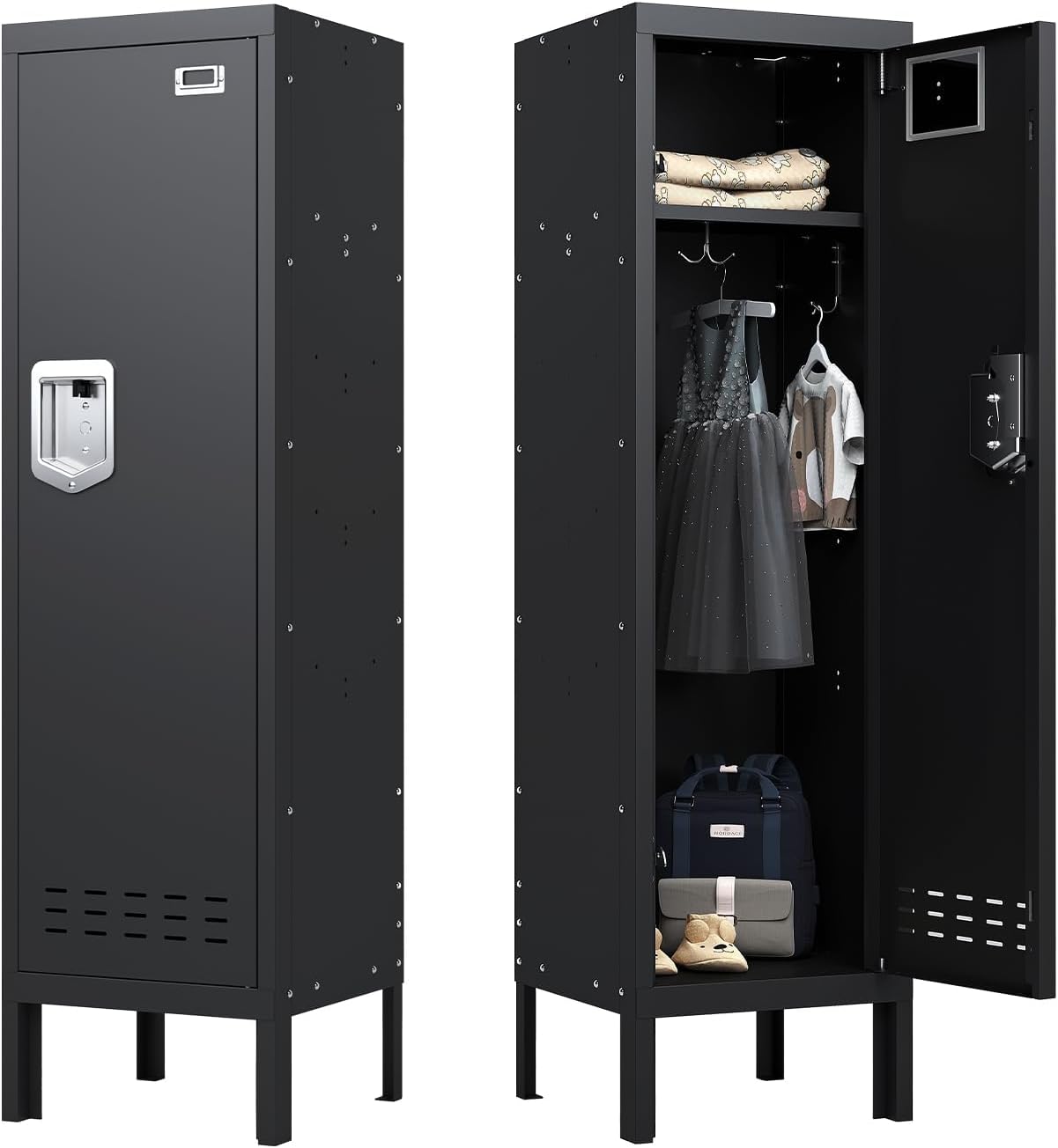 Metal Cabinet Home Office Storage, Lockable Steel Locker with Door, 54" Height, Multi-Purpose for Home, Office, Gym, School, Garage