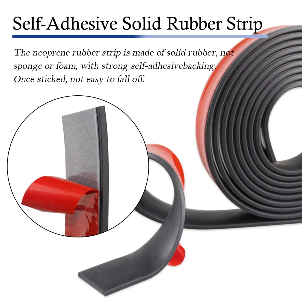 Neoprene Rubber Strips Self Adhesive Solid Rubber Sheets, Rolls & Strips for DIY Gaskets Crafts Pads Seals Warehouse Flooring Neoprene Sheet with Adhesive Backing (1" Wide x 1/16" Thick x 20' Long)