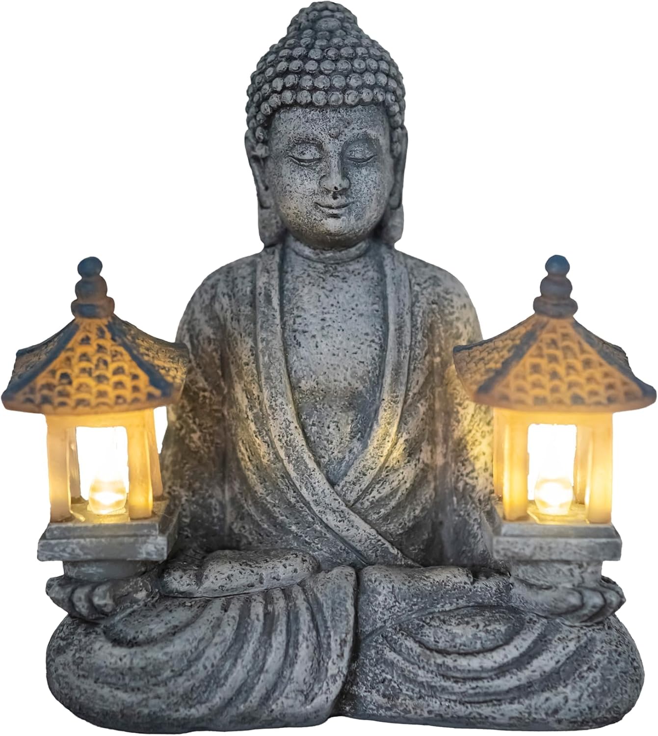 Buddha Outdoor Solar Figurine Decor Light, Meditation Small Elegant Garden Statues, Gifts for Mom, Halloween Décor Waterproof Patio Balcony Yard Lawn Ornament
