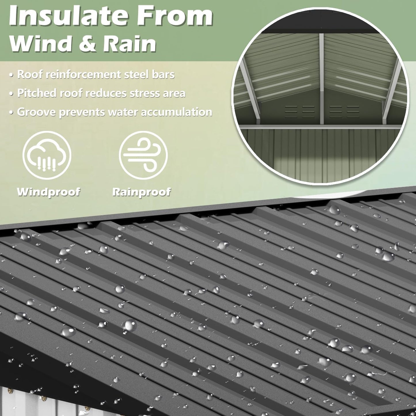 Devoko Outdoor Storage Shed 8 x 6 FT Lockable Metal Garden Shed Steel Anti-Corrosion Storage House with Single Lockable Door for Backyard Outdoor Patio (White)