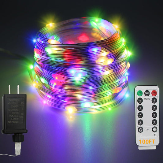 LED Rope Lights Outdoor, 100Ft 300 LED Multicolor String Lights Indoor with Remote, 8 Modes Waterproof Fairy Lights for Outside Garden Patio Party Wedding Christmas Decoration
