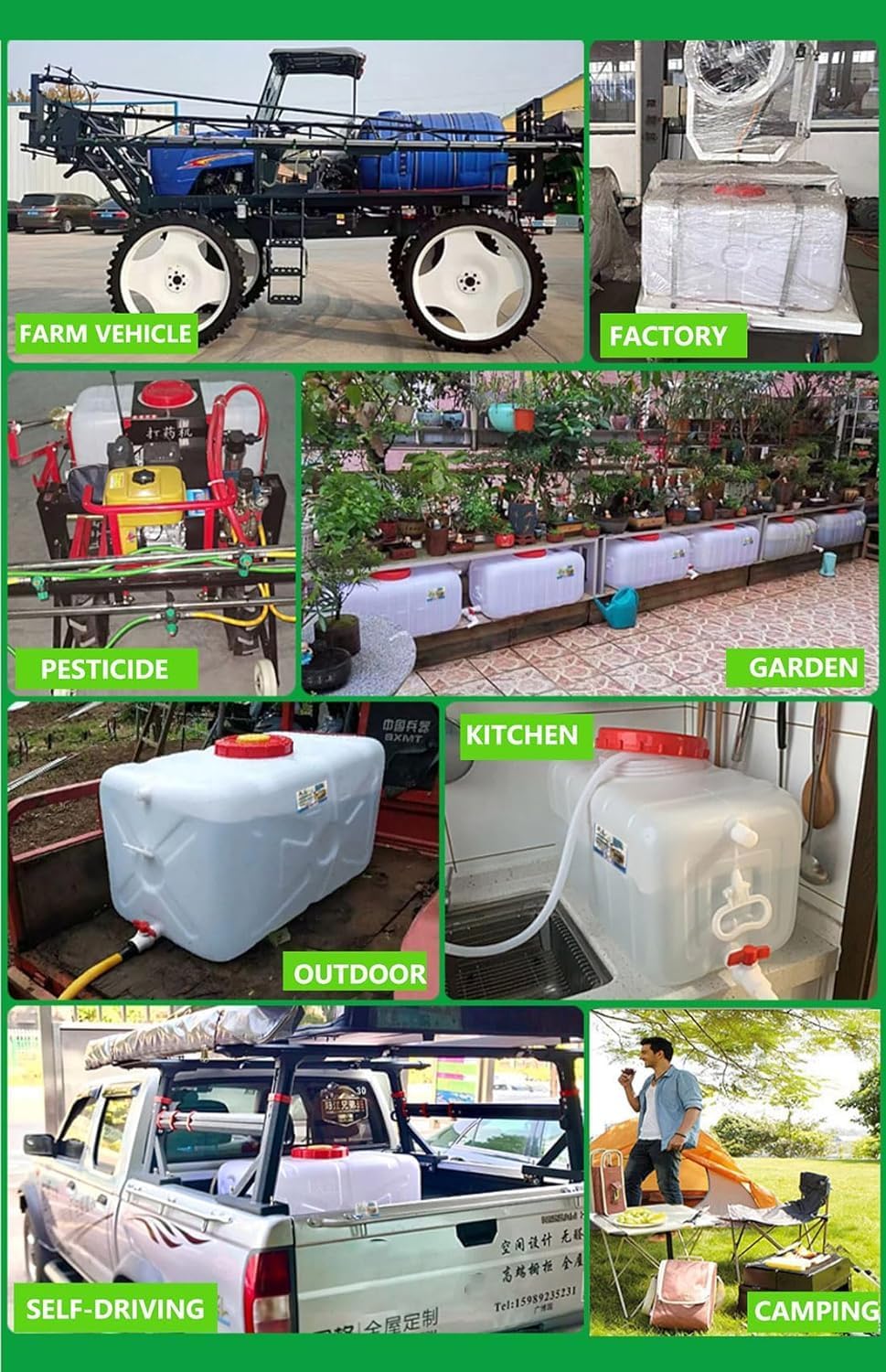 Large Capacity Water Tank with Spigot for Camping Plastic Water Storage Tank Water Container for Emergency Storage Household Outdoor Camping RV Self-Driving Tour(Size:200L/50gallon)