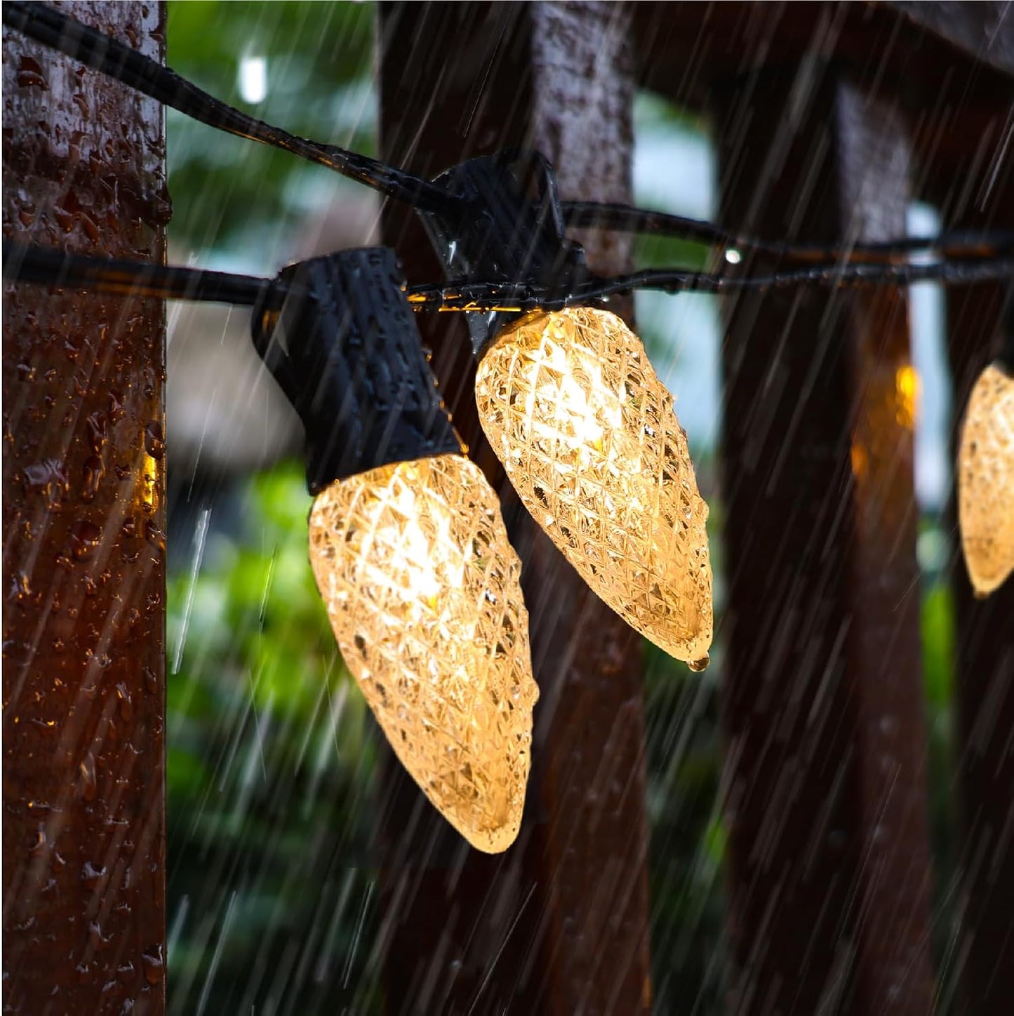 C9 Christmas Replacement LED Light Bulbs, E17 Base Commercial Grade Holiday Bulbs, 4W 5W 6W 7W Incandescent Equivalent, Warm White 2200K, Clear Plastic Bulbs for Christmas String Light - 50 Pack