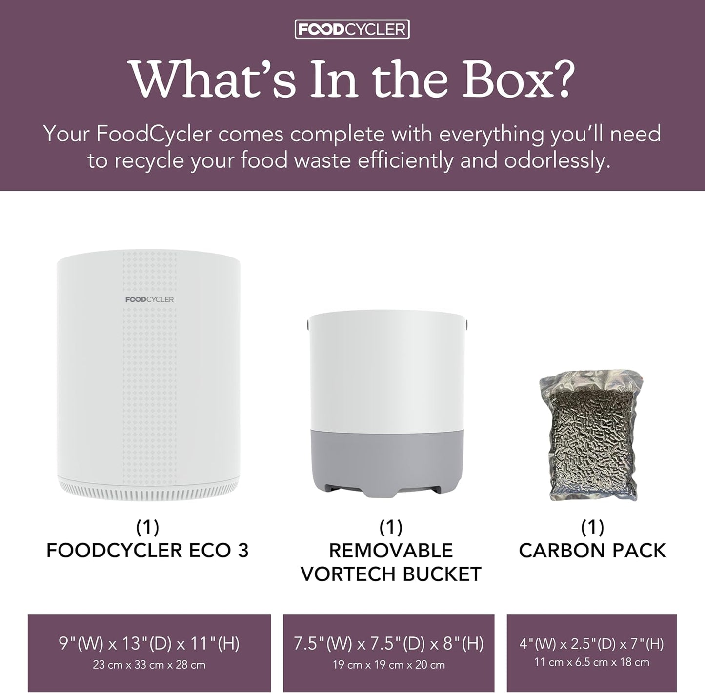 Eco 3 Compact Kitchen Food Recycler | Indoor Composter Bin Alternative | Electric Countertop Food Waste Disposer with Odorless 3.5L Indoor Food Waste Bin for Easy Waste Management | White