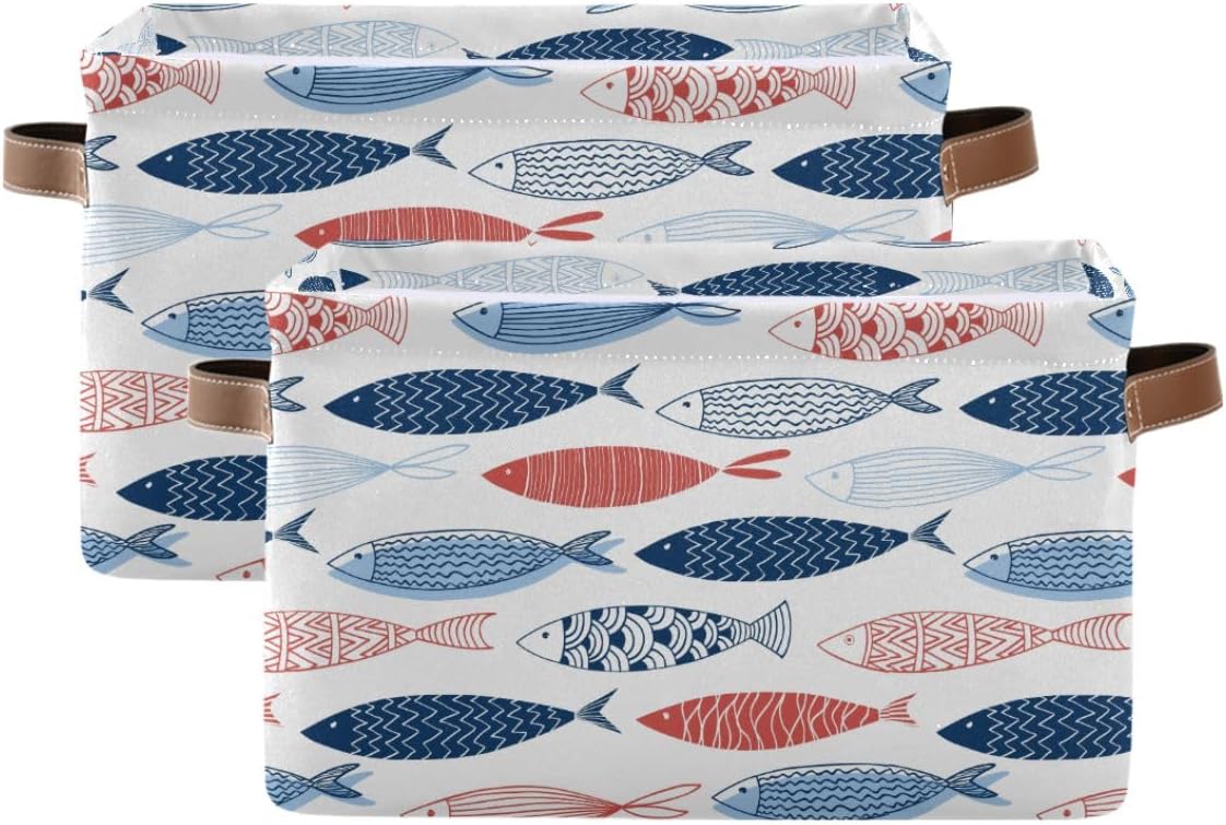 Fish Rectangular Storage Basket Organizer Bin Shelf Baskets For Clothes Gifts For Home Office Dorm