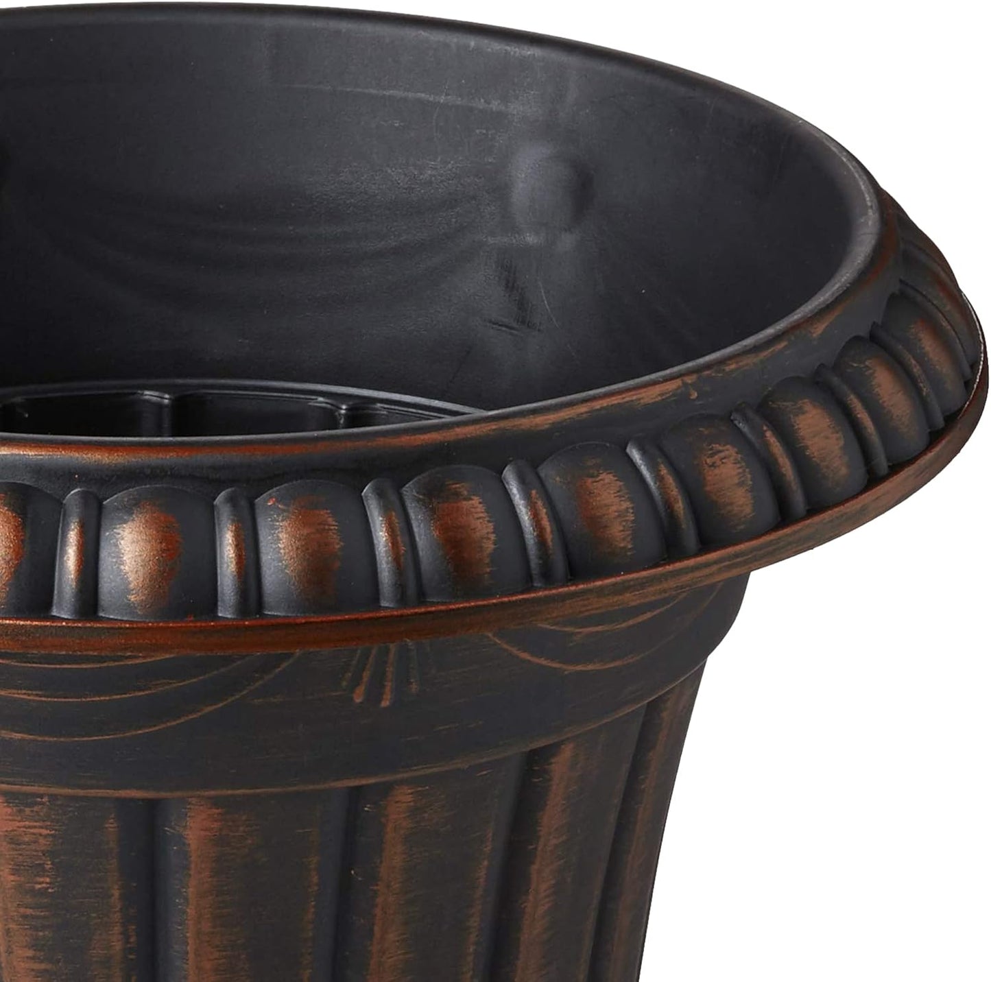 PL00CP Classic Traditional Plastic Urn Planter, 16" x 18", Brushed Copper