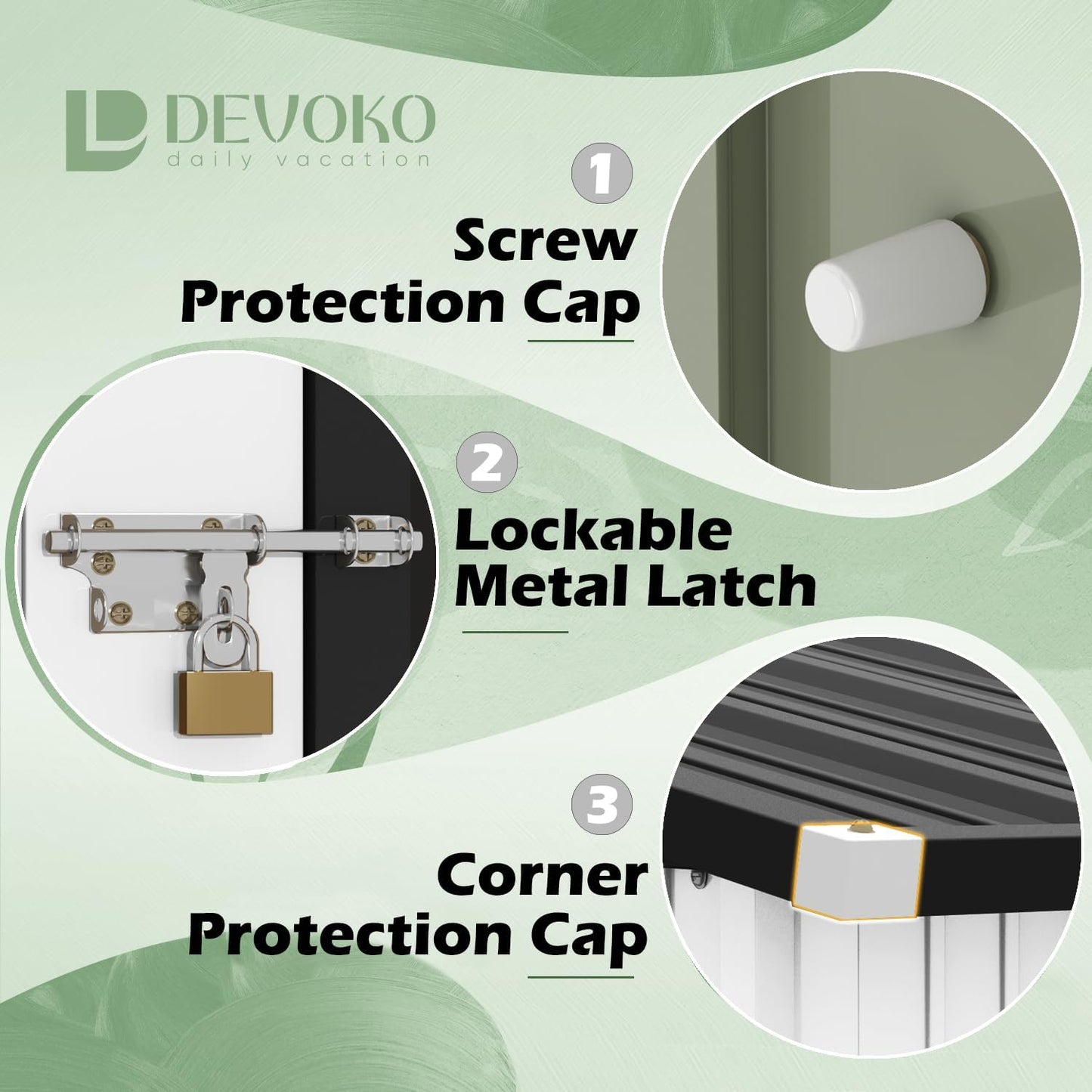 Devoko Outdoor Storage Shed 8 x 6 FT Lockable Metal Garden Shed Steel Anti-Corrosion Storage House with Single Lockable Door for Backyard Outdoor Patio (White)