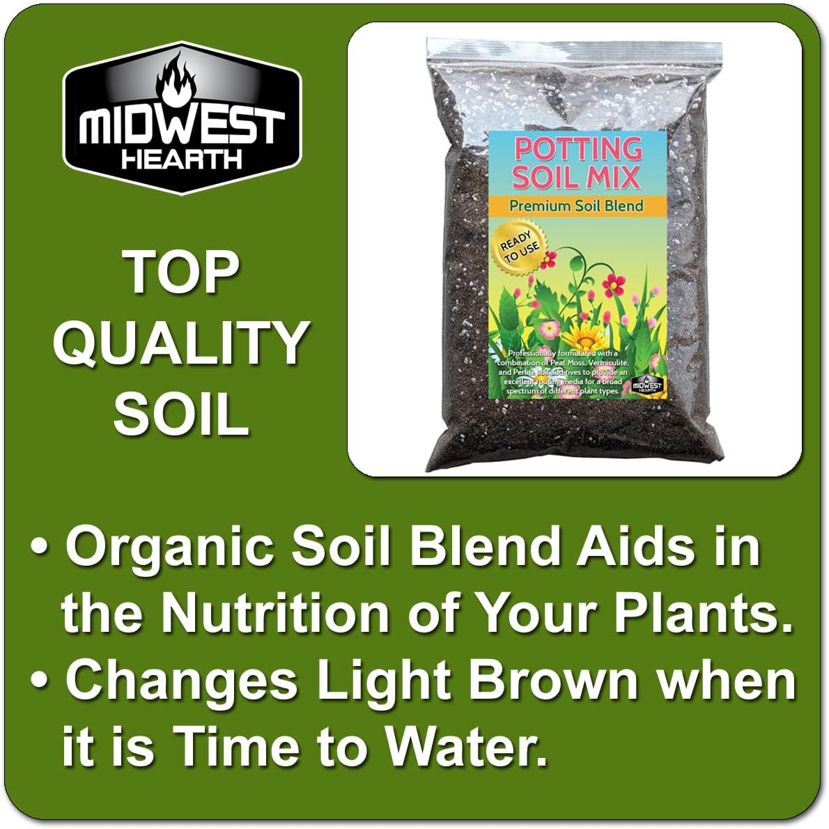 Premium Potting Soil Mix with Peat Moss, Vermiculite, Perlite (Made in USA) (4 Dry Quarts)