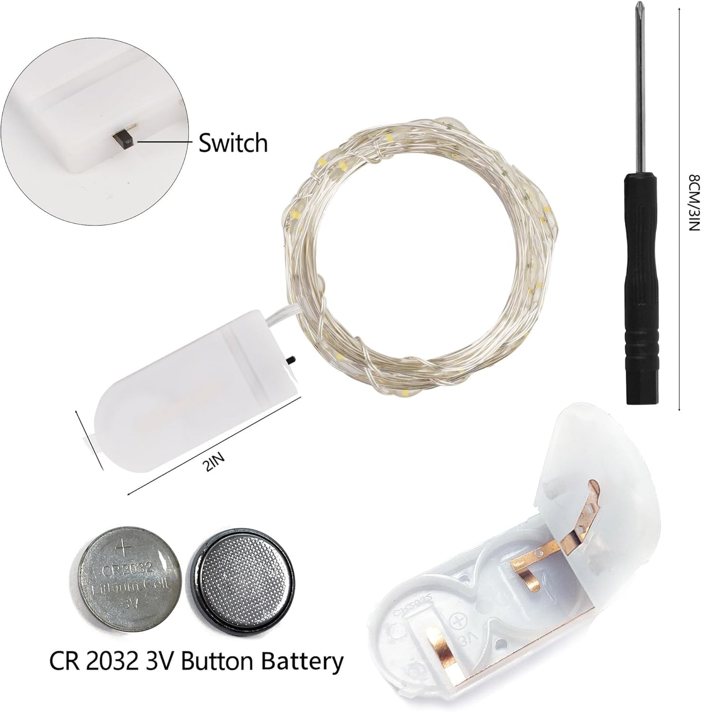 WATERGLIDE 12 Pack Fairy Lights Battery Operated (Included), 7 ft 20 LED Mini String Lights, Waterproof Silver Wire Firefly Starry Light for DIY Wedding Christmas Party Mason Jars Decor, Blue