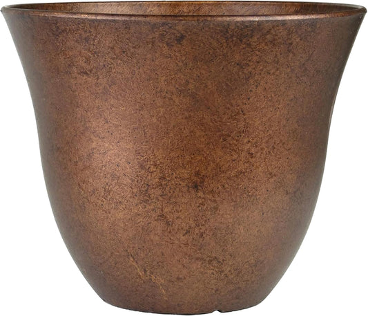 Classic Home and Garden Honeysuckle Resin Planters - Lightweight Indoor & Outdoor Plant Pots - UV-Resistant Plastic Flower Pots - Pot Planters for Flowers & Herbs (15" Distressed Copper)