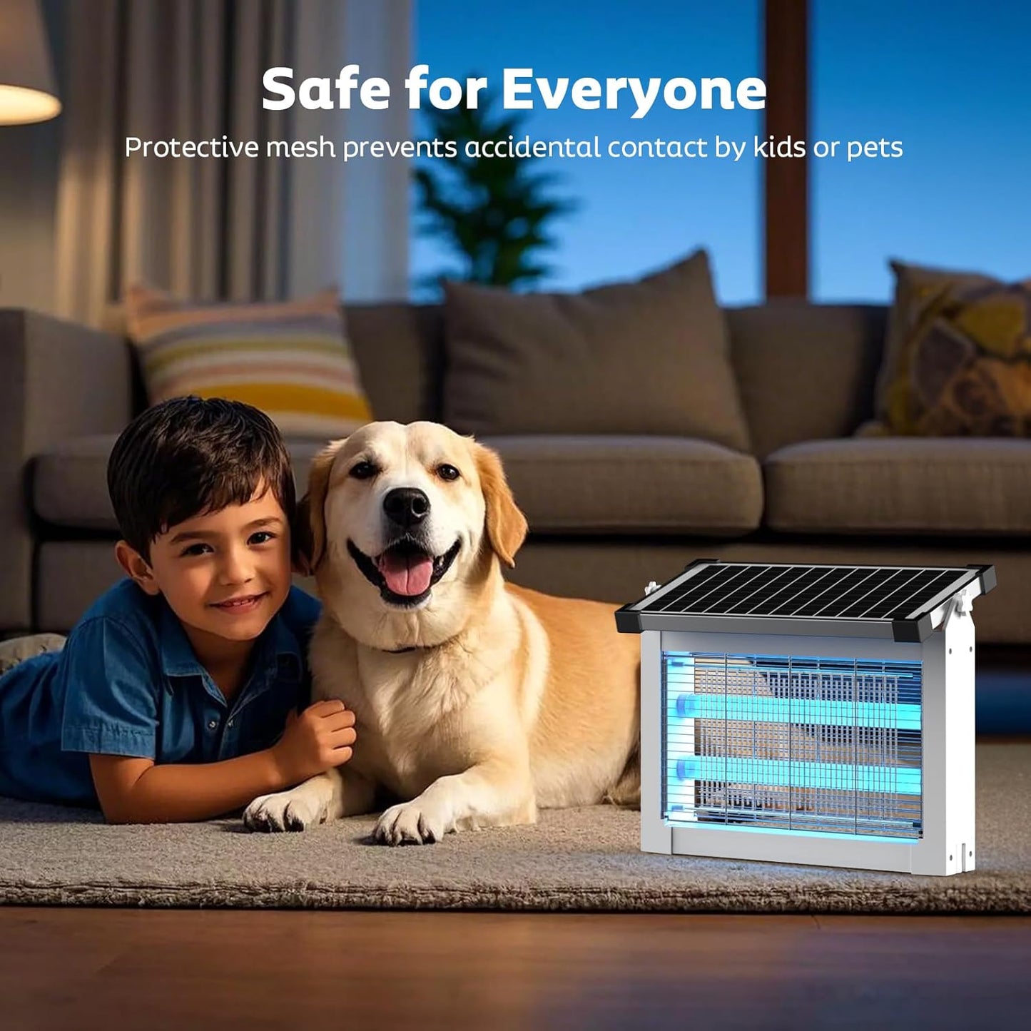 Solar Bug Zapper Outdoor, Mosquito Zapper Waterproof Electric Fly Zapper Rechargeable Mosquito Killer Lamp with 10W Solar Panel, 4500V Cordless Fly Trap for Backyard, Patio, Garden, RV, Camping