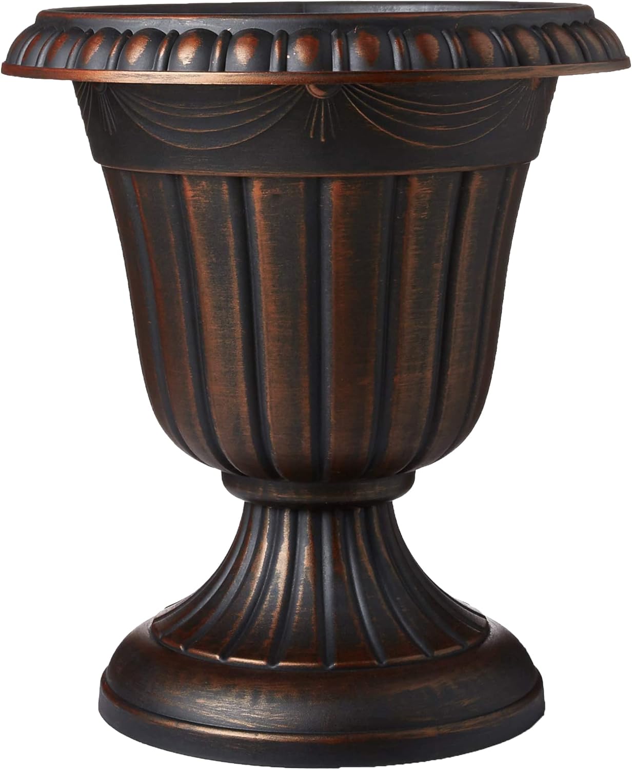 PL20CP Classic Traditional Plastic Urn Planter Indoor/Outdoor 10" x 12", Brushed Copper