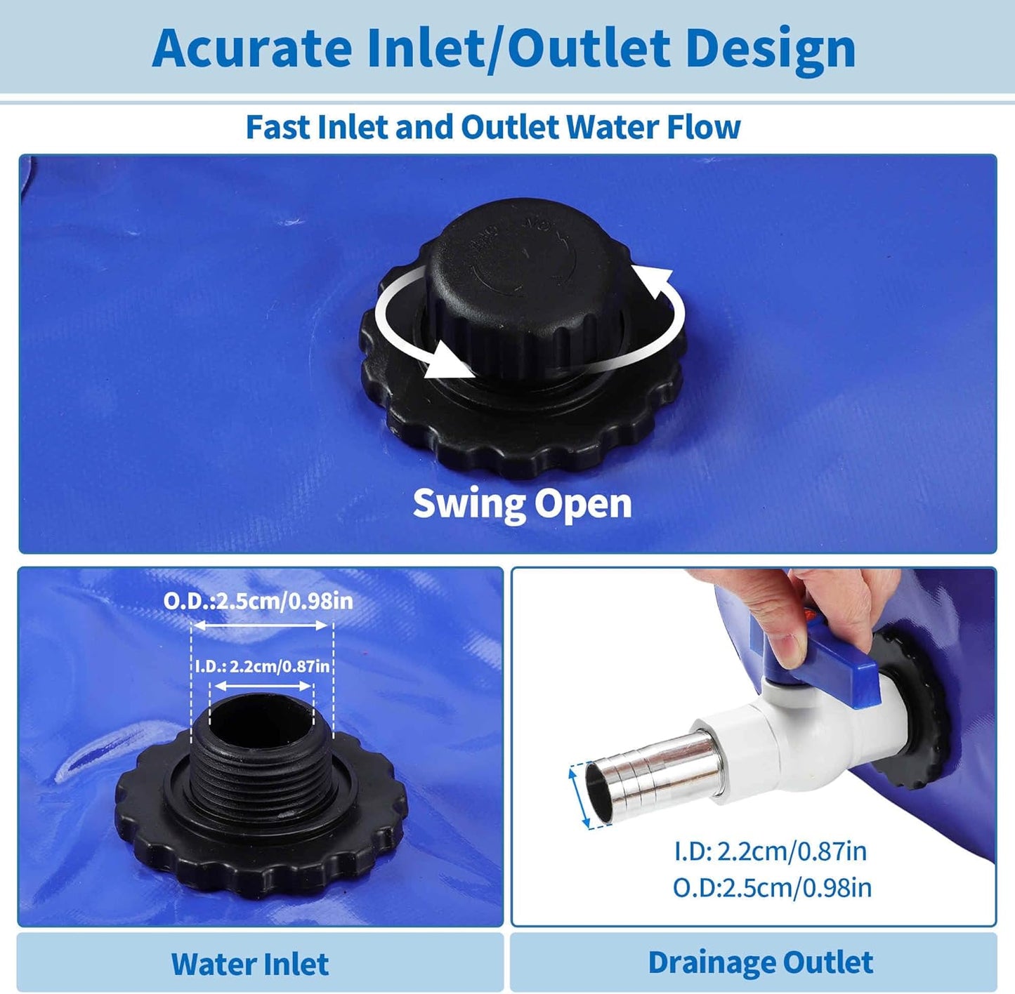 240 L/63.4 gal Water Storage Bladder Container Large Capacity Foldable Portable Water Tank Urgency Water Bladder Soft Water Bag RV Camping Garden Watering Field Irrigation 1000D