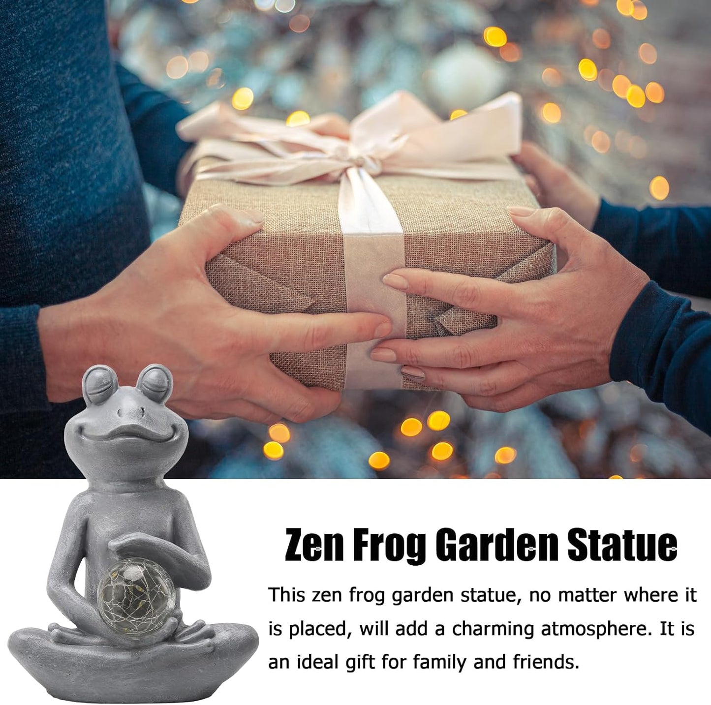 Solar Frog Garden Statues Meditating Yoga Frog Statue Housewarming Gifts for Women Mom Zen Garden Figurines for Lawn Patio Yard Porch Garden Decor Decorations Gift Ideas