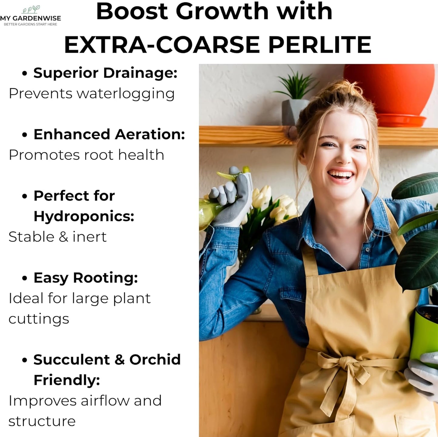 Perlite for Plants, Extra Coarse Grade 4 Horticultural Perlite, Organic Perlite for Gardening Indoor & Outdoor, Made in USA (1 Quart)