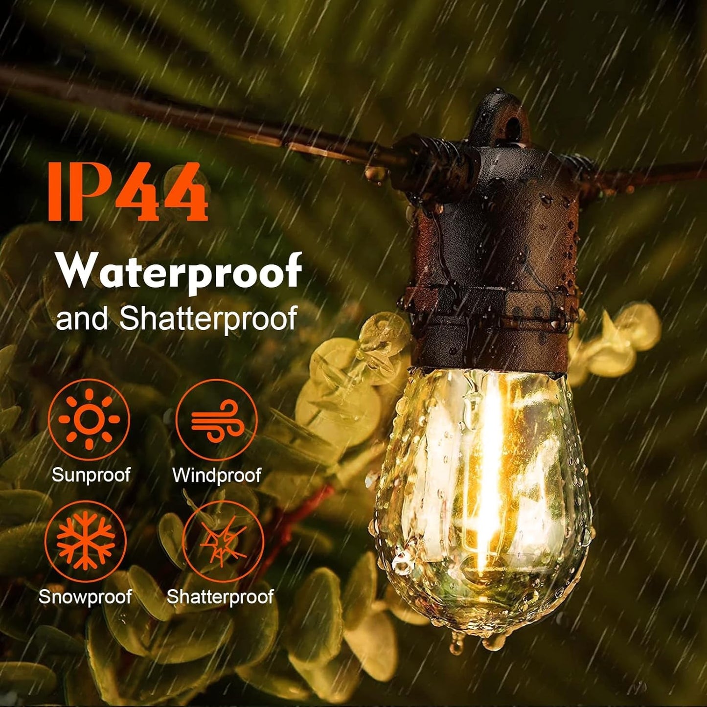 Shatterproof S14 LED Replacement Bulbs for Outdoor String Lights, 15 Pack 1W Equivalent to 11W Incandescent Bulb, Soft White 2200K, Dimmable, E26 Regular Base