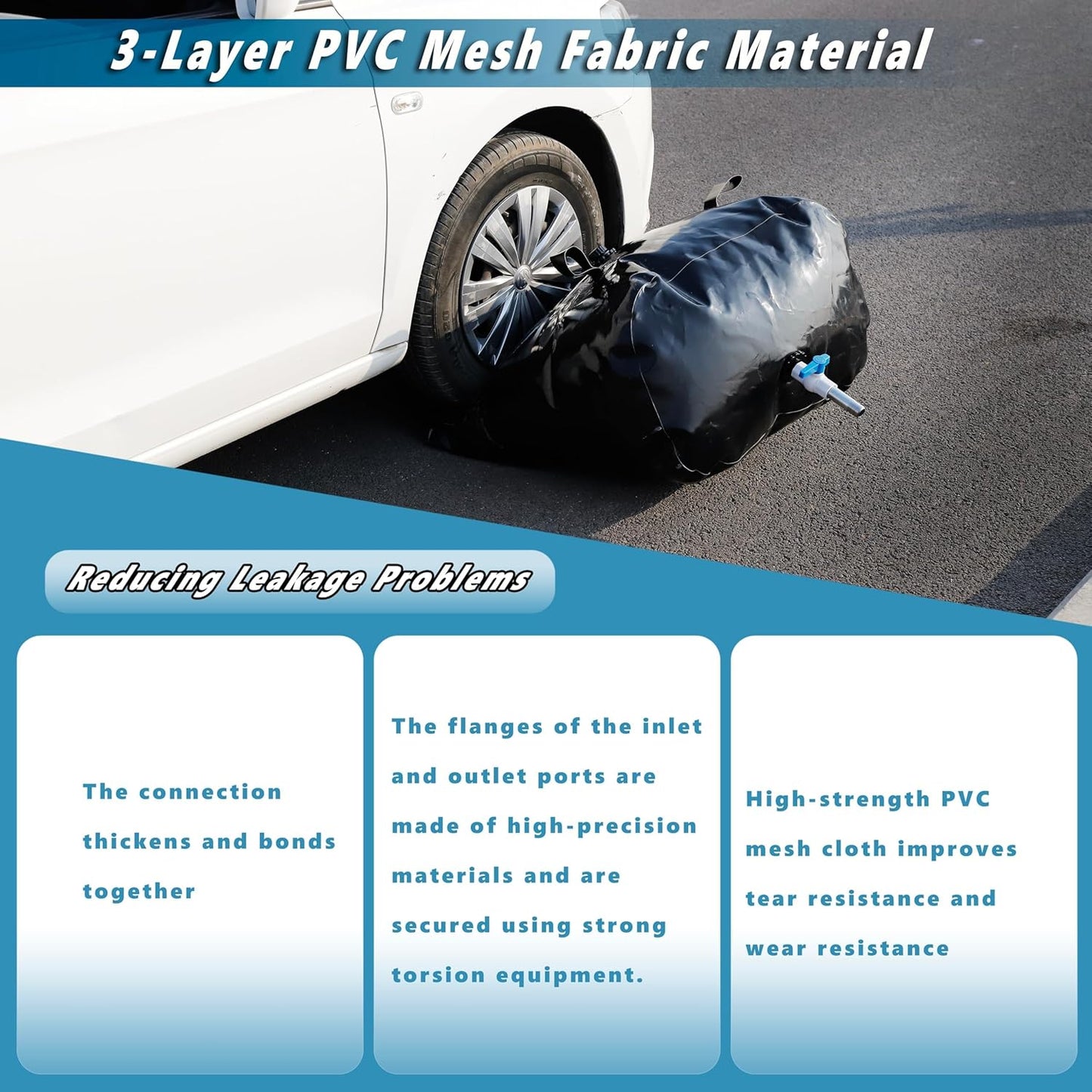 760 L/200 Gal Water Bladder Tank, Foldable Portable Water Storage Container, Emergency Water Bag for RV, Truck Bed, Fire Prevention, Drought Resistance, Black