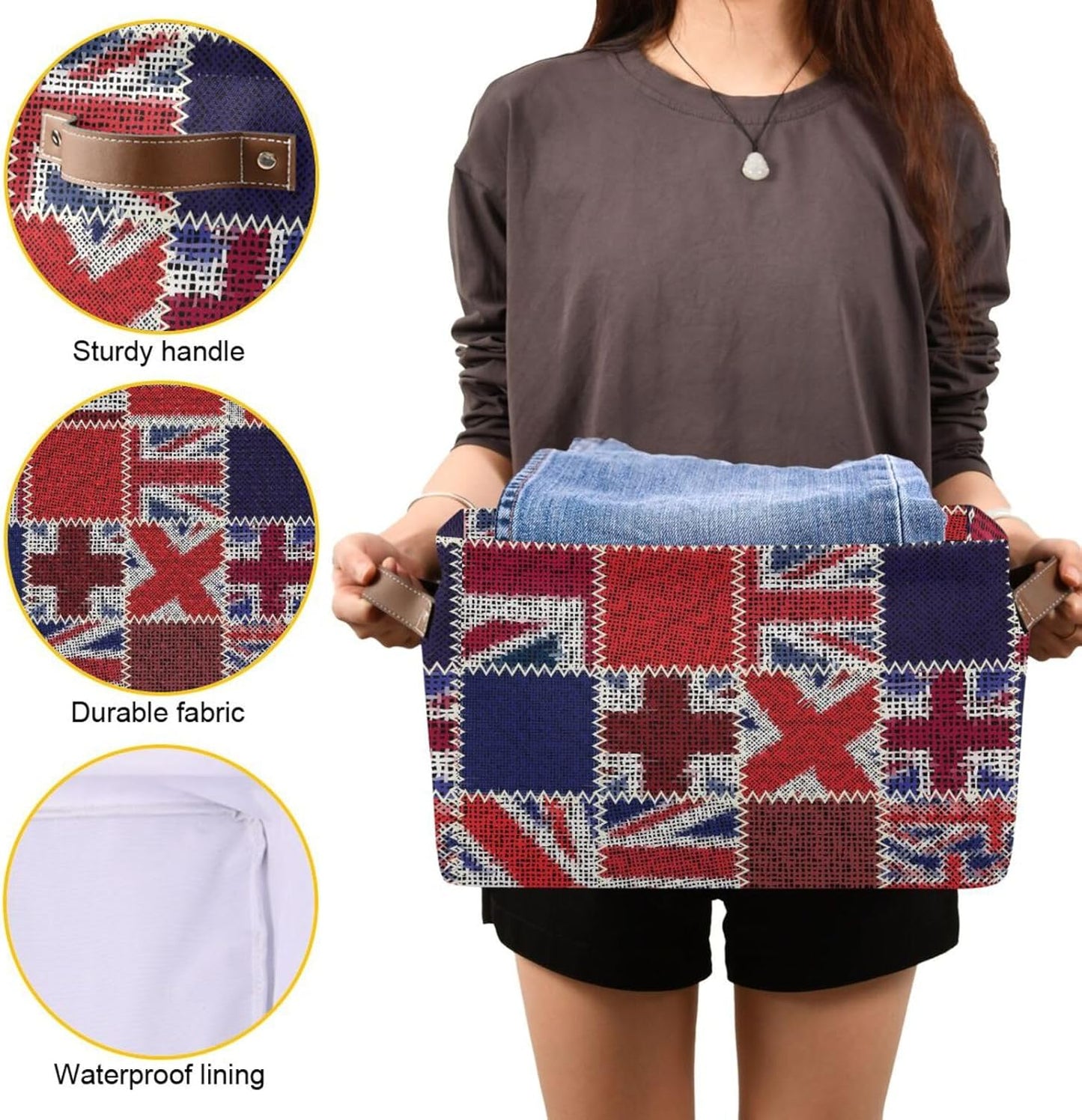 Flag Rectangular Storage Basket Organizer Bin Shelf Baskets For Clothes For Home Office Dorm