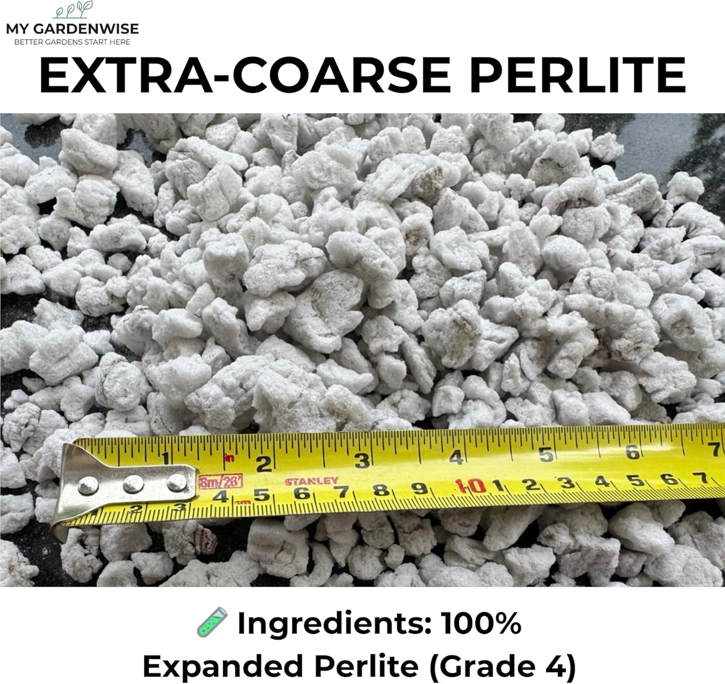Perlite for Plants, Extra Coarse Grade 4 Horticultural Perlite, Organic Perlite for Gardening Indoor & Outdoor, Made in USA (3 quarts)