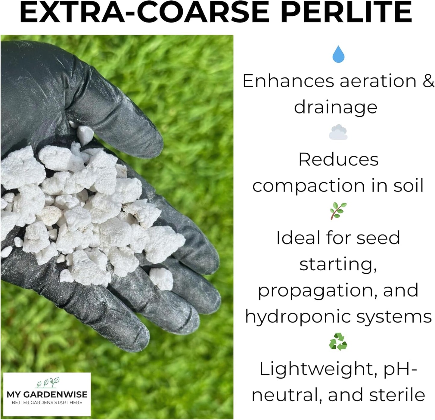 Perlite for Plants, Extra Coarse Grade 4 Horticultural Perlite, Organic Perlite for Gardening Indoor & Outdoor, Made in USA (30 quarts)