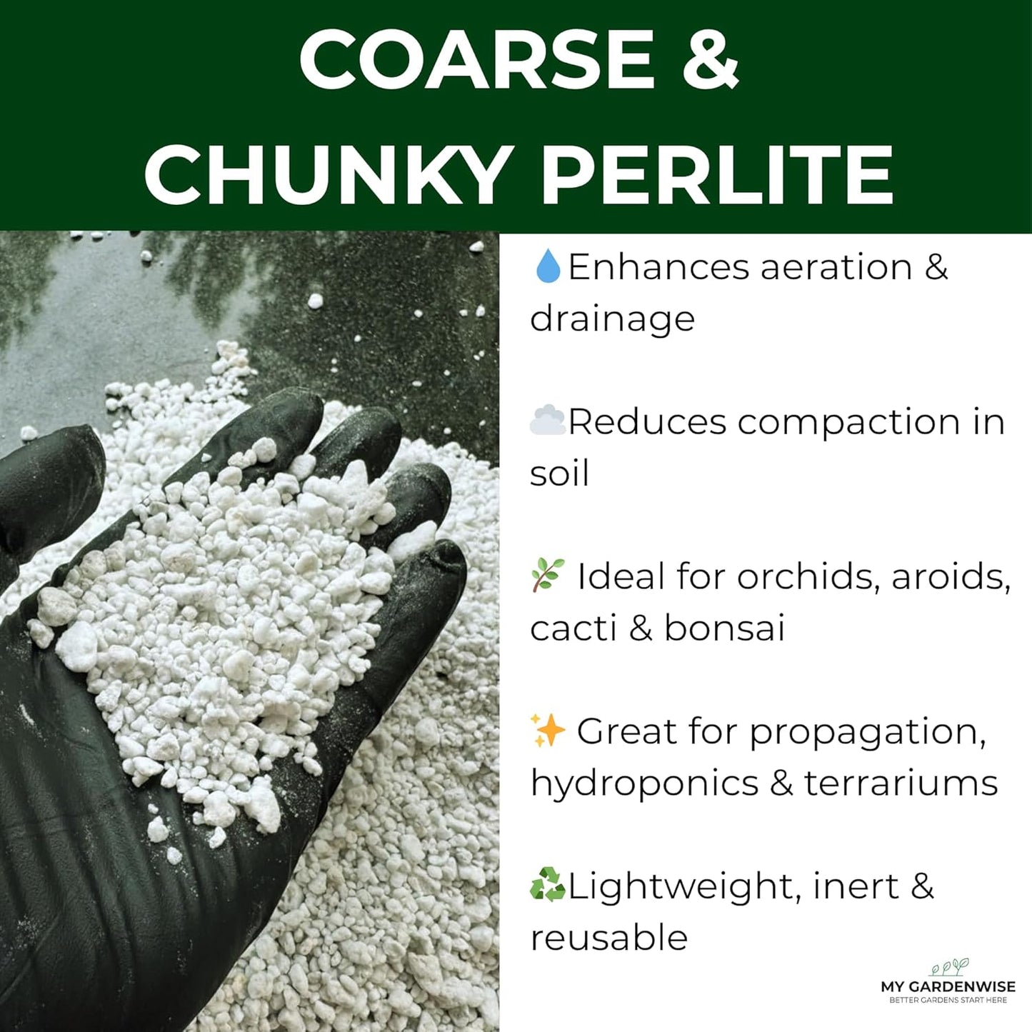 Perlite for Plants, Coarse and Chunky Horticultural Perlite, Organic Perlite for Gardening Indoor & Outdoor, Perlite Bulk Bag, Made in USA (30 quarts)