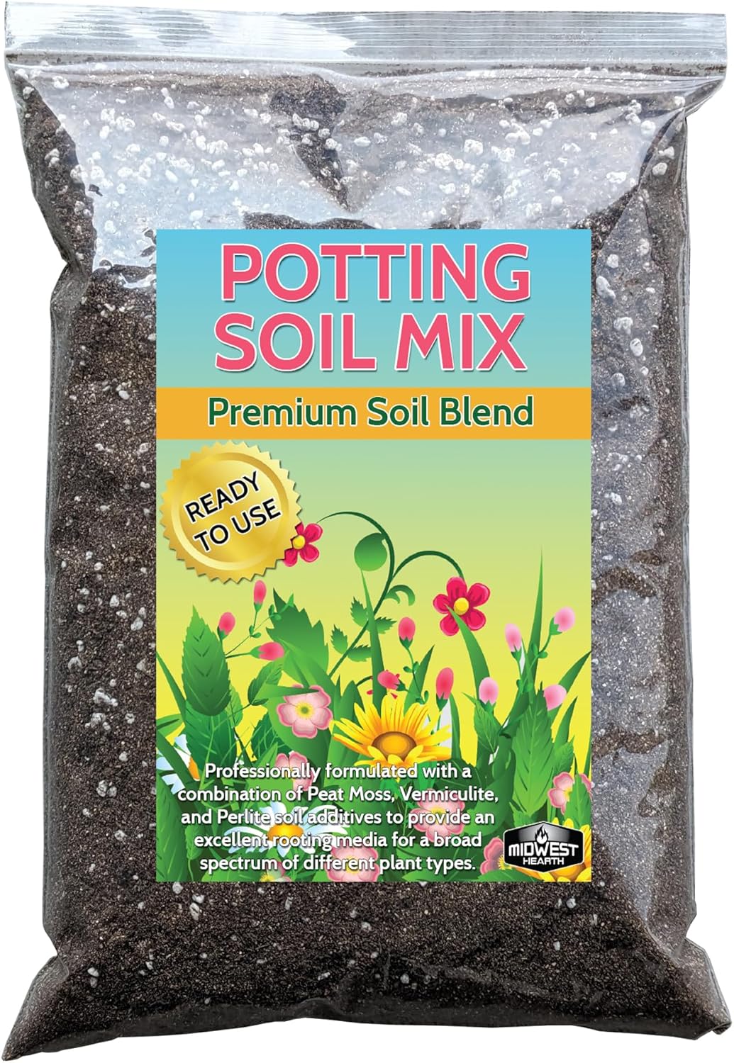 Premium Potting Soil Mix with Peat Moss, Vermiculite, Perlite (Made in USA) (8 Dry Quarts)