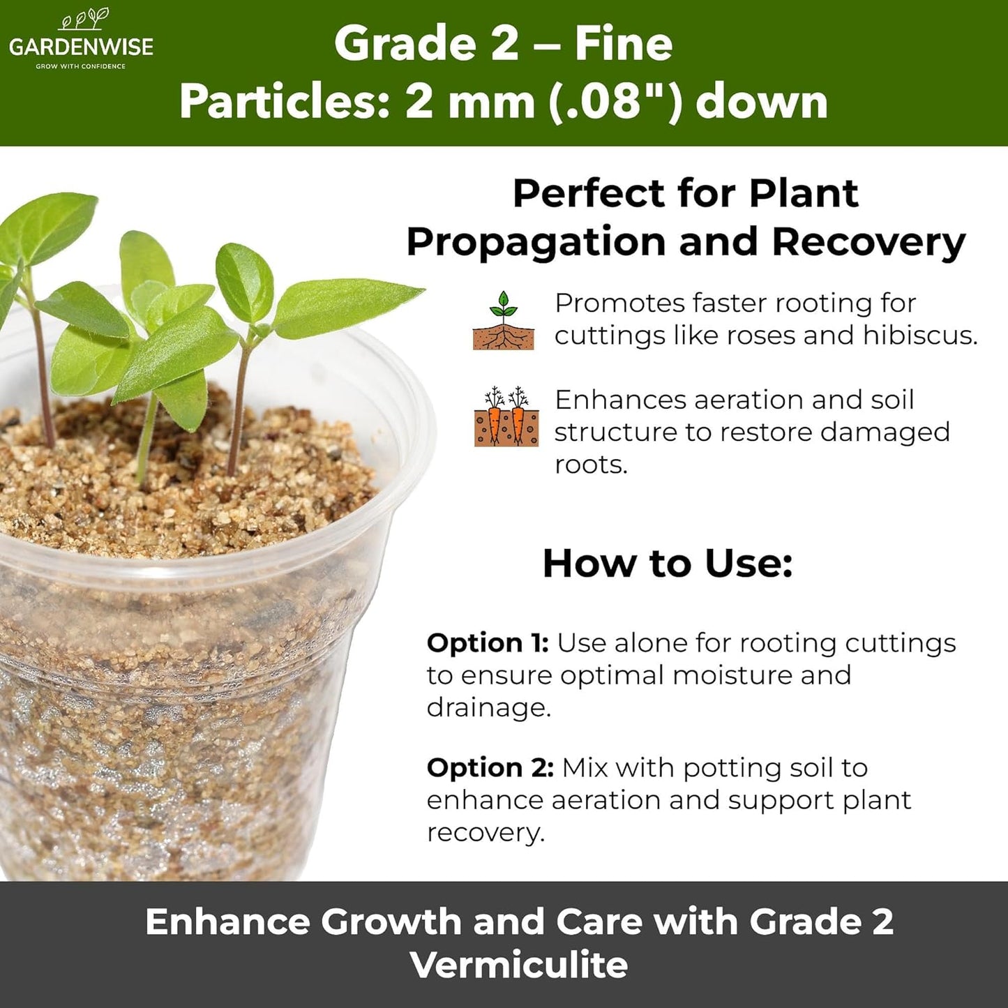 Organic Fine Vermiculite for Indoor Gardening Plants and Mushrooms – Enhances Soil Aeration, Seed Germination, Rooting Cuttings – Small Packages and Bulk (Vermiculite Grade 2 – Fine, 1 qt)