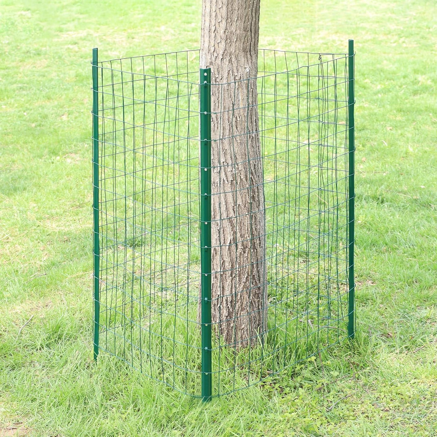 Green PVC Coated Welded Wire Fence 48 Inch x 50 Foot, 2 Inch x 3 Inch 16GA, Garden Border Fencing Roll Vinyl Coating Metal Wire Mesh for Yard Vegetable Plant Protection Poultry Netting