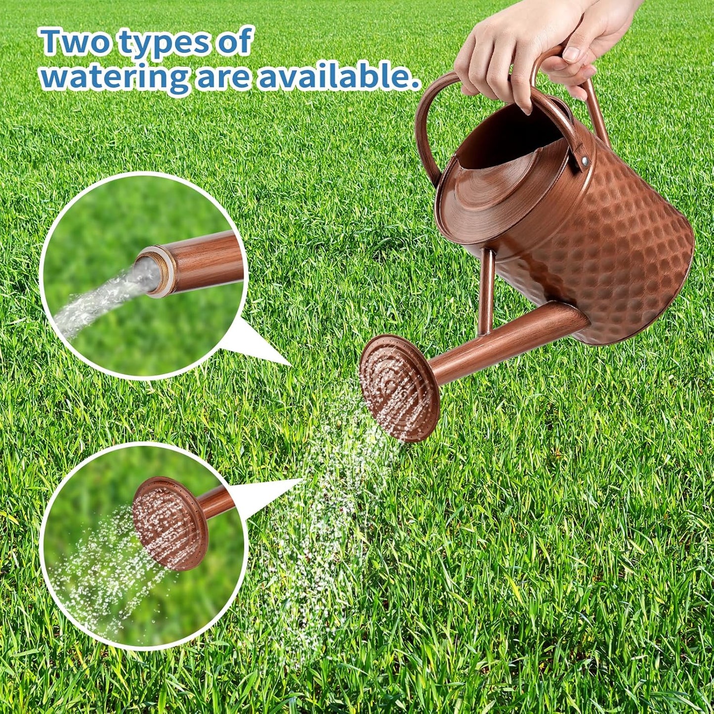 1 Gallon Metal Watering Can for Outdoor Indoor Plants, Copper Colored Watering Can with Removable Spray Spout, Ideal for Garden Watering