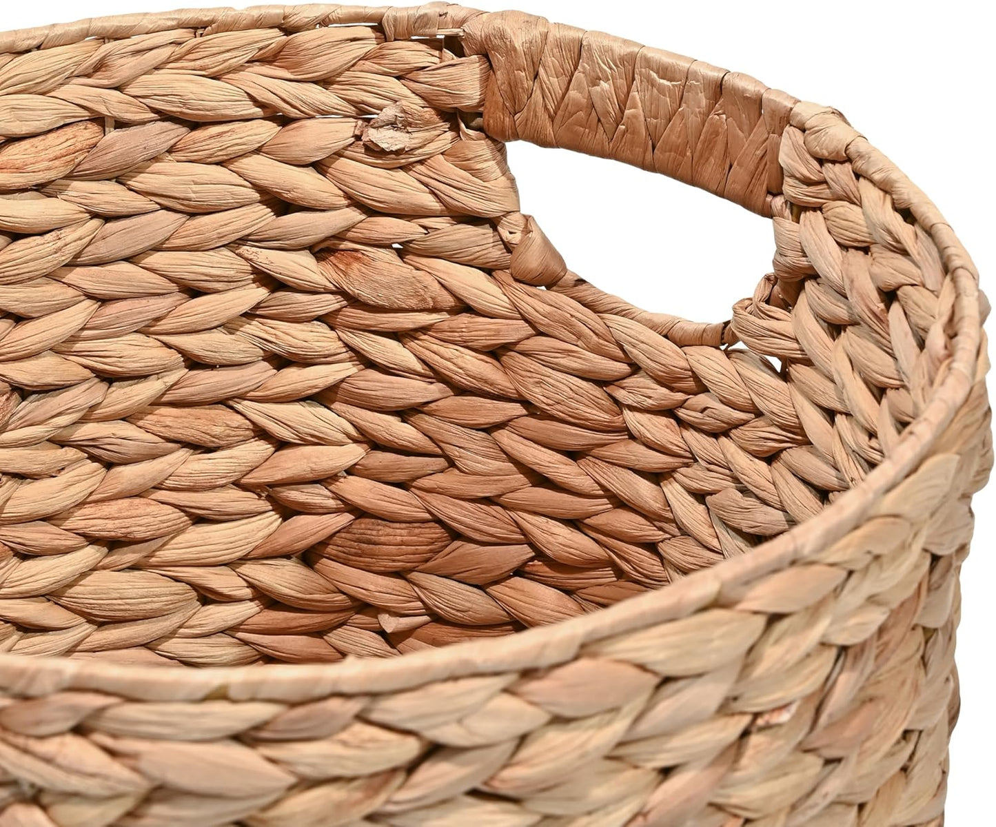 happimess BSK2011A-3SET Avery Bohemian Cottage Handwoven Hyacinth Cylinder Nesting Wicker Storage Baskets with Handles, Natural (Set of 3), Seagrass Containers for Decoration in Living Room, Bedroom