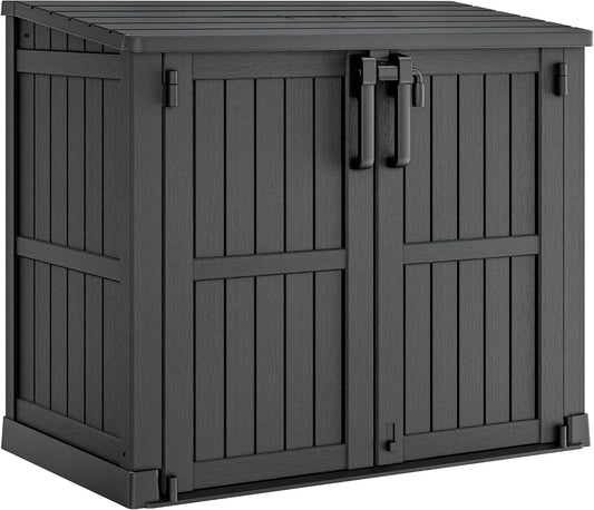 Outdoor Storage Cabinet 36 Cu Ft with Lockable Doors, Portable Horizontal Resin Storage Shed -Easy to Assemble, Waterproof Outdoor Storage Box for Backyards,Patios Black
